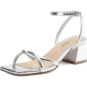 Trendy Silver Block Heel Sandals
